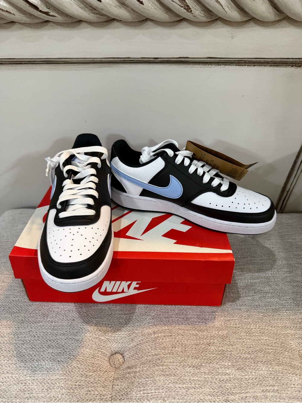 Nike Women’s Low-Top Sneakers — Black, White & Lilac Swoosh
